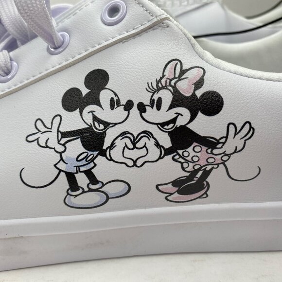 Disney Womens Minnie Mickey Mouse Sneakers Shoes Heart White Black Size 10 - Picture 3 of 9